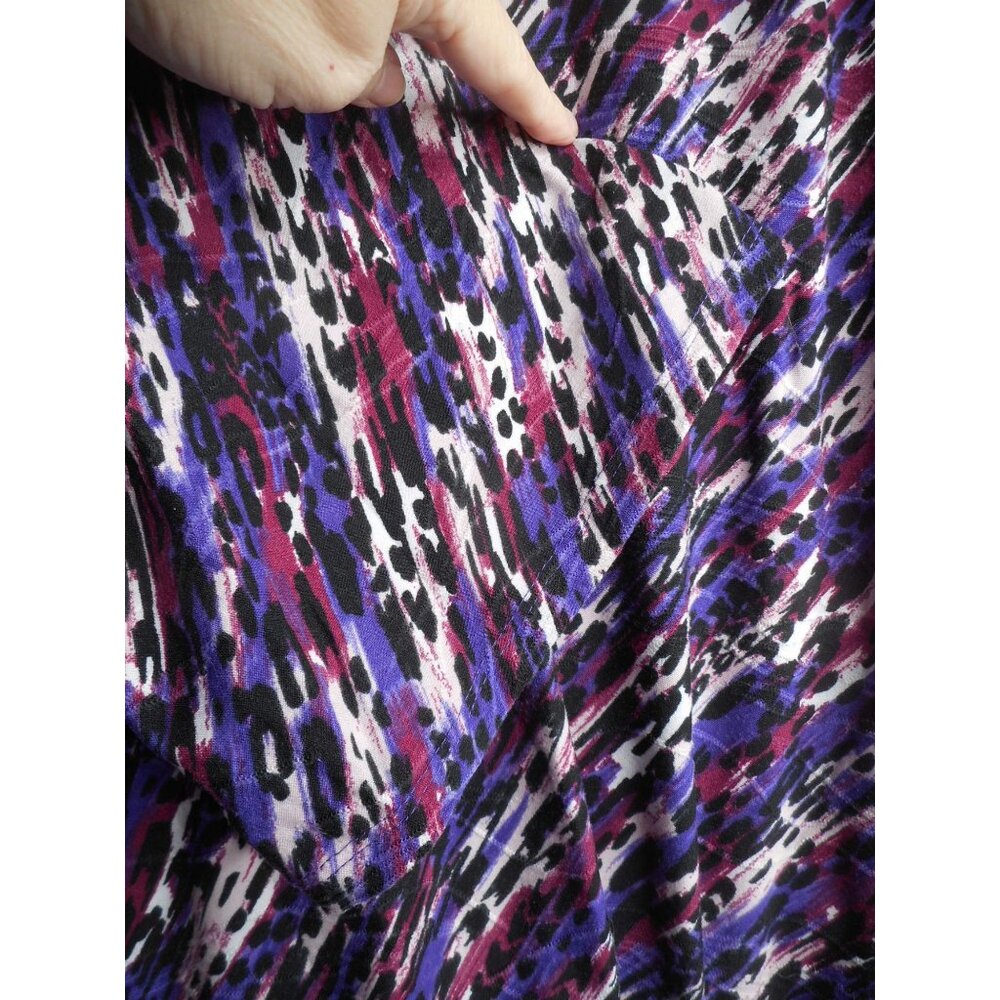 Emily Daniels Sz 1x V neck Tunic blouse top embroidered black purple white - Picture 4 of 6